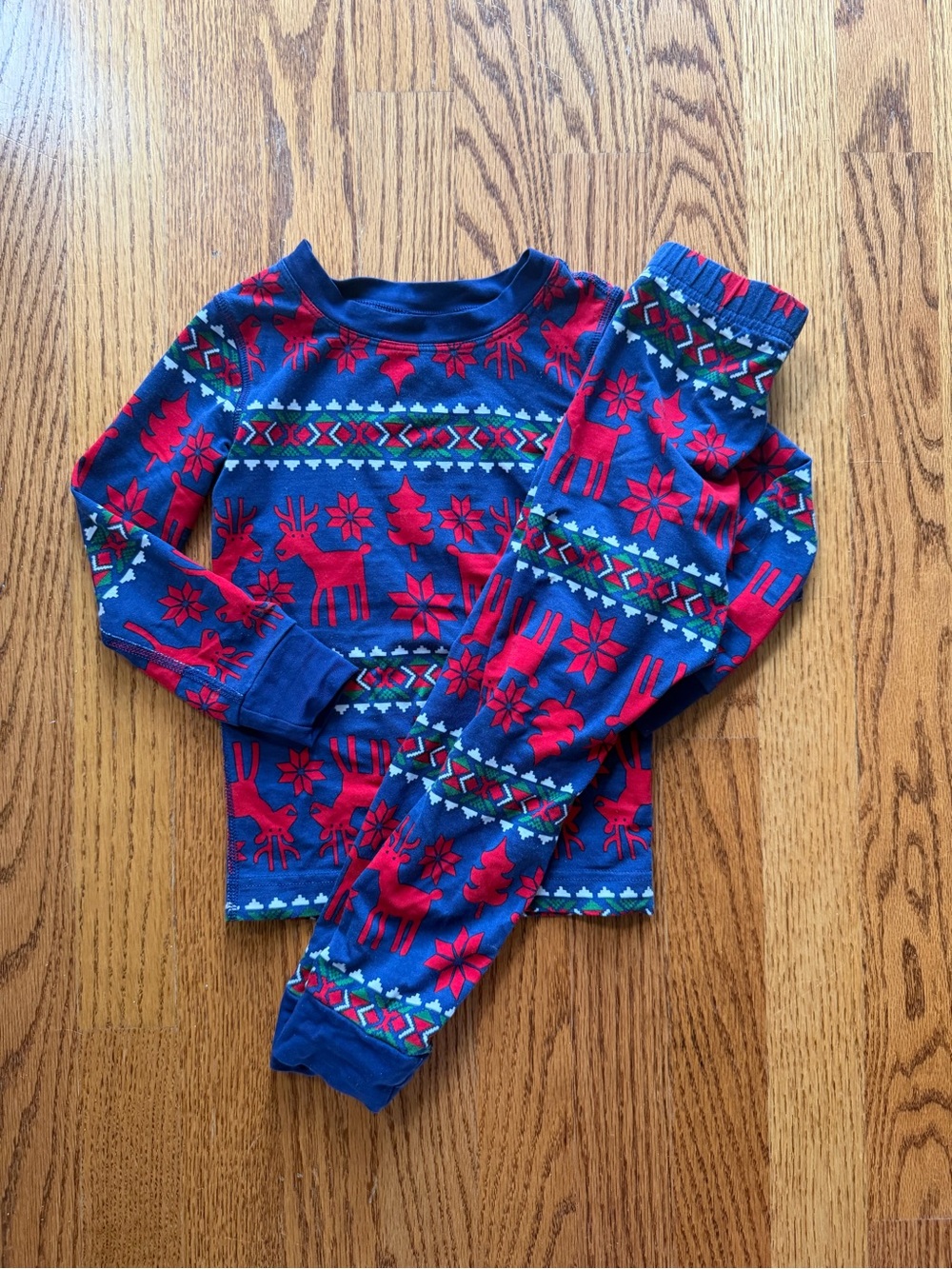 Hanna Andersson Navy & Red Reindeer Fair Isle Pajama Set